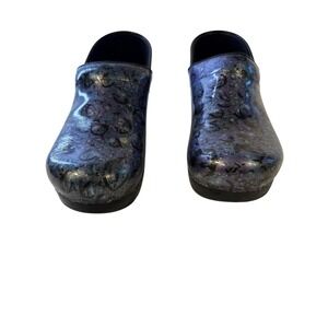 Dansko Professional Clogs Womens 40 Iridescent Cosmic Patent Leather Galaxy Blue